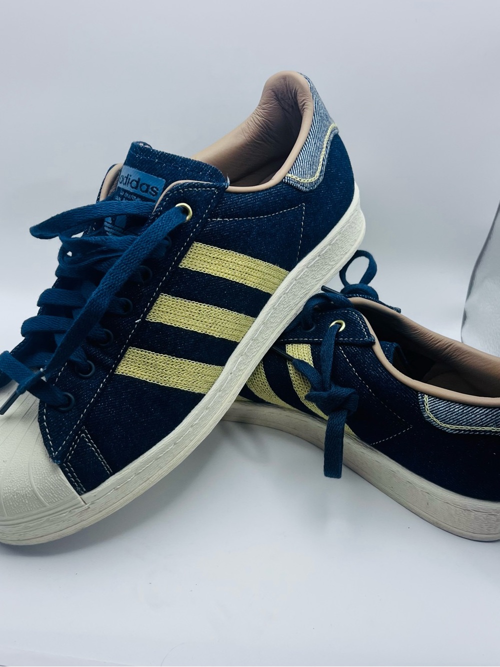 Adidas Superstar 82 Denim Blue Yellow Sneakers Men’s Size 9.5 JH5577